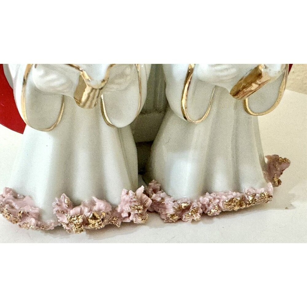 Pink Spaghetti Planter Christmas MCM Decor Boy Girl Angel Choir Sing Vintage - Picture 6 of 14
